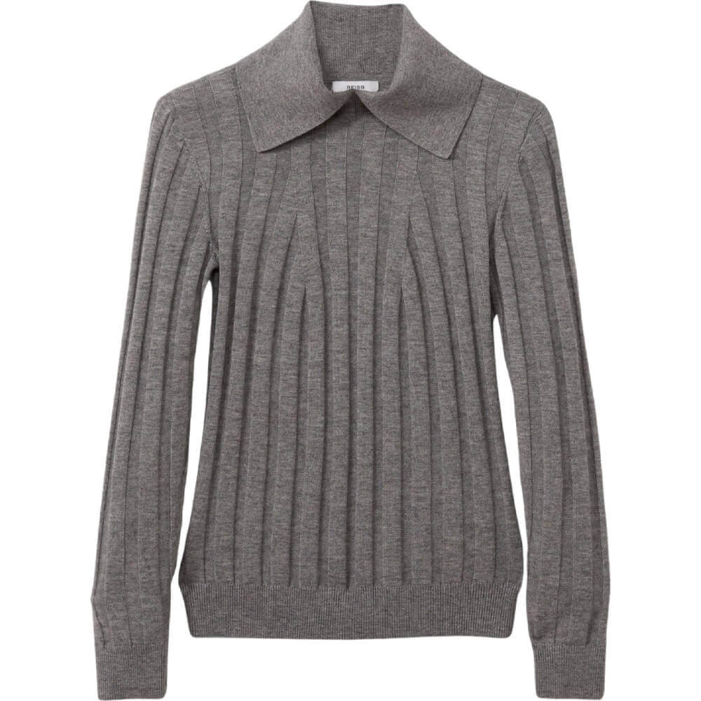 REISS WINTER Ribbed Collared Top